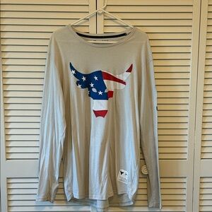 Under Armour Gray Long Sleeve Tee with American Flag Design